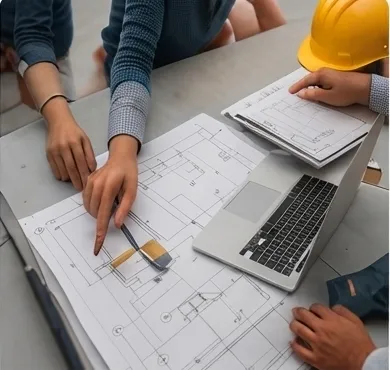 Equipo diseñando el layout de un centro de distribución